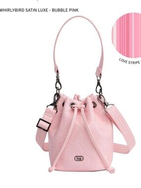 $90 Retail NWT Lug Whirlybird Bucket Bag In Bubble Pink Satin Luxe Vegan Leather